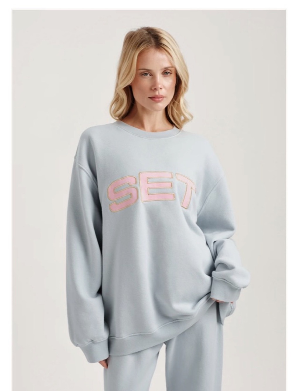 Set Active City of Valentine Staple SET Crewneck Sweatshirt BLUSH M/L NWT